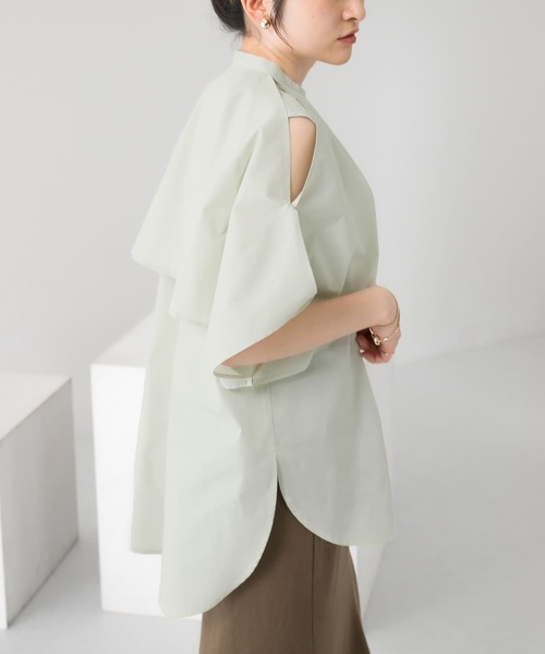KBF（ケイビーエフ）の「2WAYマントブラウス（シャツ/ブラウス・レディース・ブラック/オフホワイト/グリーン系その他・ONE）」の6枚目の写真