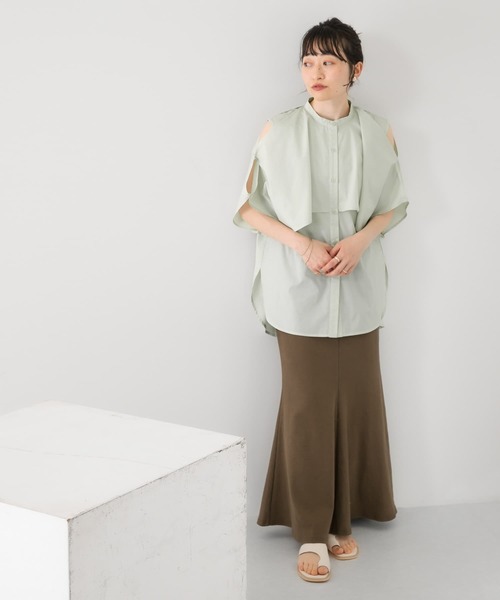 KBF（ケイビーエフ）の「2WAYマントブラウス（シャツ/ブラウス・レディース・ブラック/オフホワイト/グリーン系その他・ONE）」の12枚目の写真