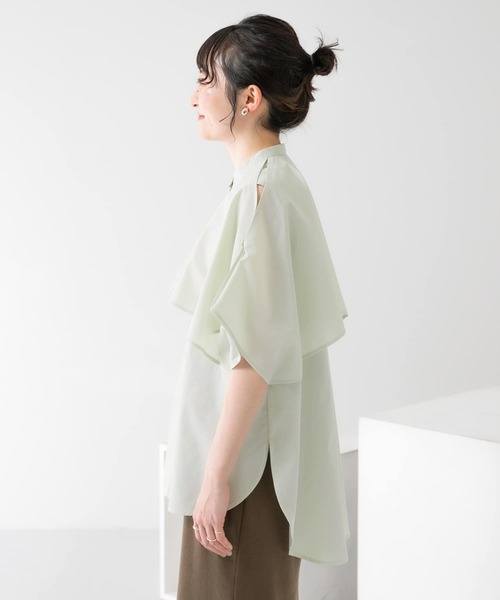 KBF（ケイビーエフ）の「2WAYマントブラウス（シャツ/ブラウス・レディース・ブラック/オフホワイト/グリーン系その他・ONE）」の7枚目の写真