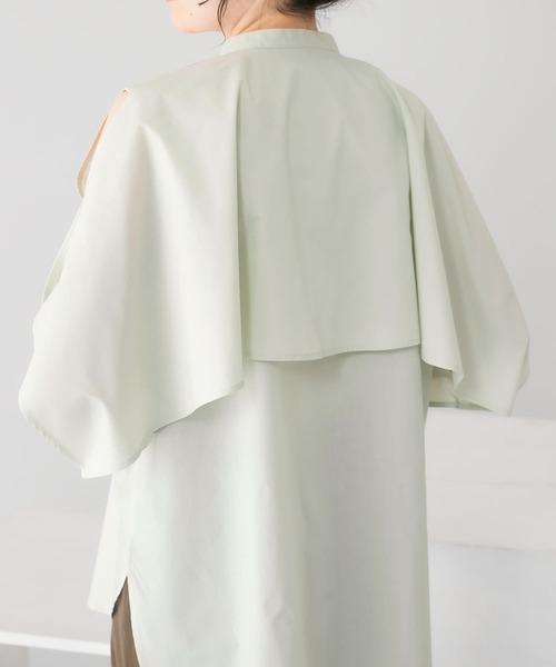 KBF（ケイビーエフ）の「2WAYマントブラウス（シャツ/ブラウス・レディース・ブラック/オフホワイト/グリーン系その他・ONE）」の8枚目の写真