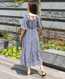 libelle more | 花柄デシン シャーリングティアードワンピース(ワンピース)