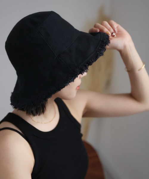 ap retro（アプレトロ）の「ダメージ バケットハット（ハット・レディース・ブラック/ベージュ/アイボリー/ブラウン・FREE）」の4枚目の写真