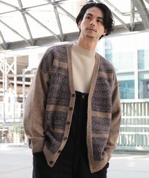 ブランド古着 メンズのカーディガン ボレロ ベージュ系 ボーダー柄 古着通販 Zozoused