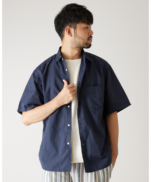 417 EDIFICE(フォーワンセブンエディフィス)の「【CAVE】ダンプステッチ ショートスリーブ シャツ(シャツ/ブラウス・メンズ・ホワイト/ベージュ/グリーン/ネイビー/ブルー・SMALL/MEDIUM/LARGE/X-LARGE)」の6枚目の写真