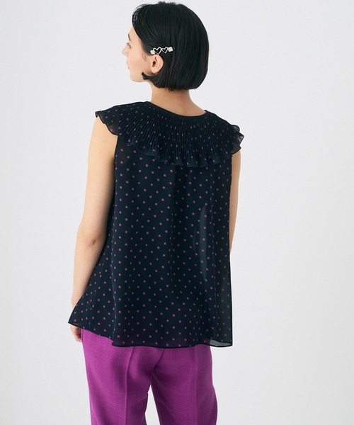 ANAYI（アナイ）の「ハートドットプリントプリーツエリ ブラウス（シャツ/ブラウス・レディース・ネイビー/トップグレー・38/36）」の10枚目の写真