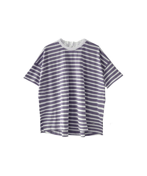e-zakkamania stores（イーザッカマニアストアーズ）の「レースレイヤード ボーダーカットソー（Tシャツ/カットソー・レディース・スミクロ/パープル/イエロー・M）」の6枚目の写真