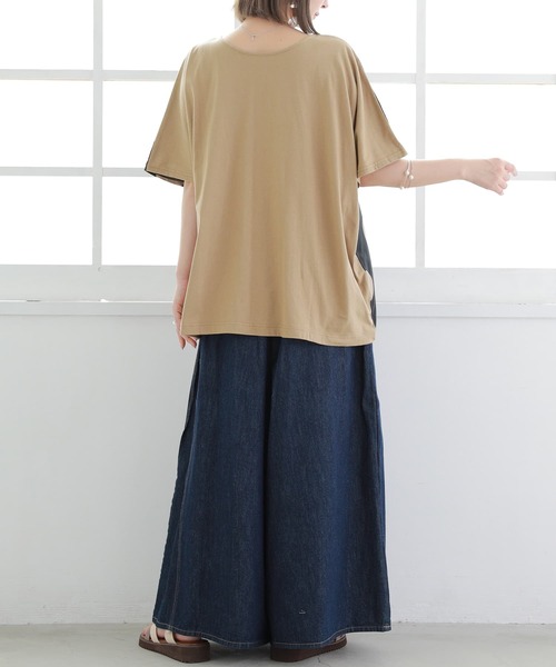 osharewalker（オシャレウォーカー）の「【廃盤】『ドット柄×無地前後2wayTシャツ』（Tシャツ/カットソー・レディース・ブラック×カーキ/ホワイト×ブラック・FREE）」の7枚目の写真