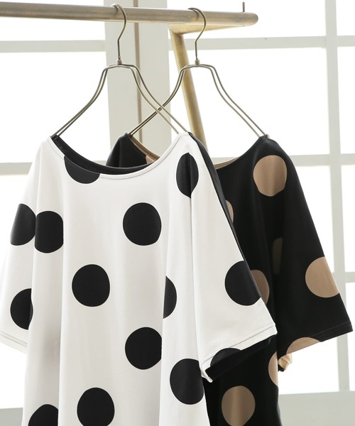 osharewalker（オシャレウォーカー）の「【廃盤】『ドット柄×無地前後2wayTシャツ』（Tシャツ/カットソー・レディース・ブラック×カーキ/ホワイト×ブラック・FREE）」の10枚目の写真