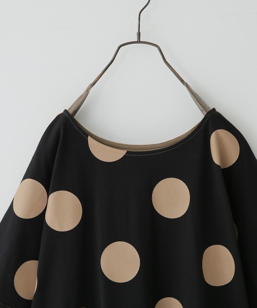 osharewalker（オシャレウォーカー）の「【廃盤】『ドット柄×無地前後2wayTシャツ』（Tシャツ/カットソー・レディース・ブラック×カーキ/ホワイト×ブラック・FREE）」の13枚目の写真