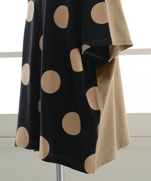 osharewalker（オシャレウォーカー）の「【廃盤】『ドット柄×無地前後2wayTシャツ』（Tシャツ/カットソー・レディース・ブラック×カーキ/ホワイト×ブラック・FREE）」の16枚目の写真