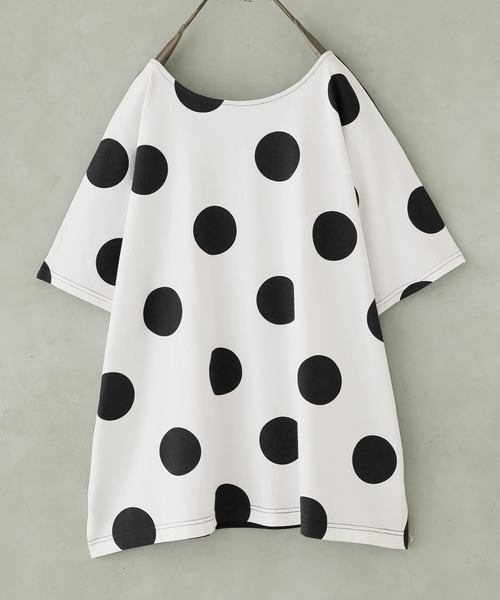 osharewalker（オシャレウォーカー）の「【廃盤】『ドット柄×無地前後2wayTシャツ』（Tシャツ/カットソー・レディース・ブラック×カーキ/ホワイト×ブラック・FREE）」の22枚目の写真