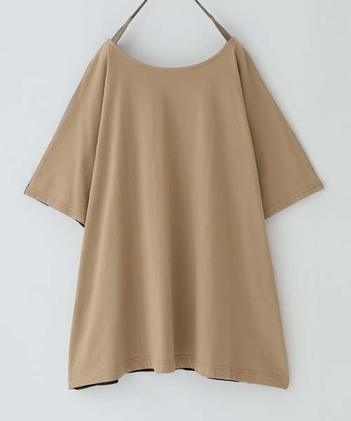 osharewalker（オシャレウォーカー）の「【廃盤】『ドット柄×無地前後2wayTシャツ』（Tシャツ/カットソー・レディース・ブラック×カーキ/ホワイト×ブラック・FREE）」の11枚目の写真