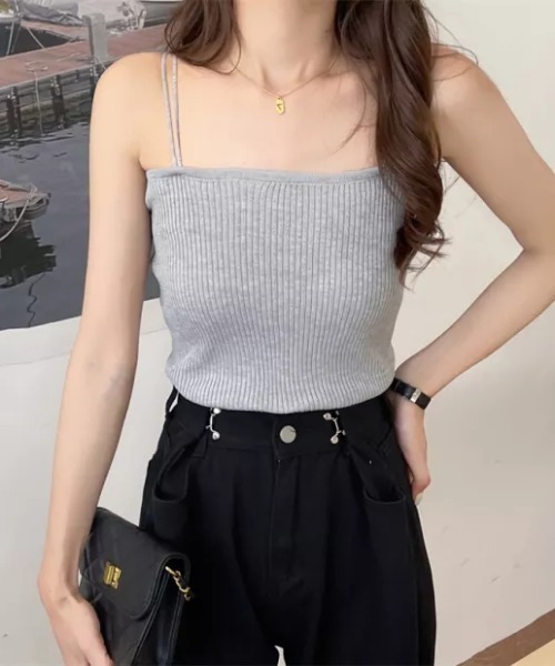 everycoco(エブリーココ)の「ダブルストラップリブキャミソール(キャミソール・レディース・ホワイト/ブラック/グレー/ピンク/ブルー/グリーン/アイボリー・FREE)」の18枚目の写真