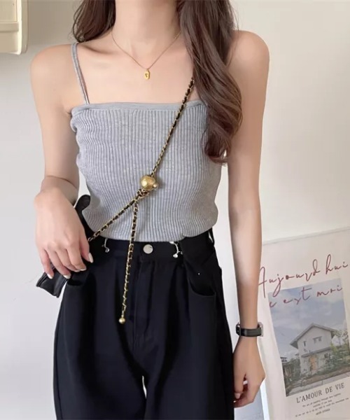 everycoco(エブリーココ)の「ダブルストラップリブキャミソール(キャミソール・レディース・ホワイト/ブラック/グレー/ピンク/ブルー/グリーン/アイボリー・FREE)」の19枚目の写真