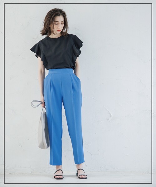 OPAQUE.CLIP（オペークドットクリップ）の「◆ライトダブルクロス タックテーパードパンツ【WEB限定サイズ】（その他パンツ・レディース・ライトブルー/ブラック/サンドベージュ/ベビーピンク・40/38/42/34/36）」の7枚目の写真