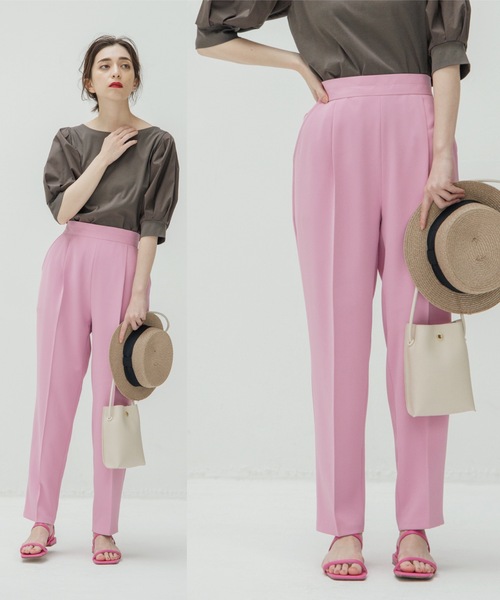 OPAQUE.CLIP（オペークドットクリップ）の「◆ライトダブルクロス タックテーパードパンツ【WEB限定サイズ】（その他パンツ・レディース・ライトブルー/ブラック/サンドベージュ/ベビーピンク・40/38/42/34/36）」の4枚目の写真