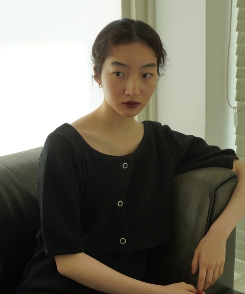 TINA:JOJUN(ティーナジョジュン)の「サーマルワッフル セットアップ TINA:JOJUN(ワンピース・レディース・アイボリー/ブラック・S/M)」の20枚目の写真