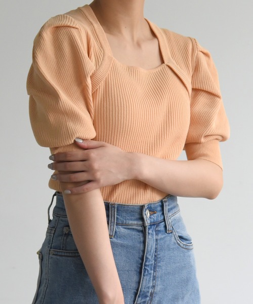 sango(sango)の「変形ニットプルオーバー(Tシャツ/カットソー・レディース・ブラック/パープル/オフホワイト/オレンジ・FREE)」の4枚目の写真