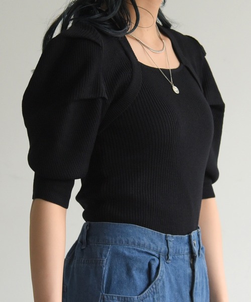 sango(sango)の「変形ニットプルオーバー(Tシャツ/カットソー・レディース・ブラック/パープル/オフホワイト/オレンジ・FREE)」の2枚目の写真