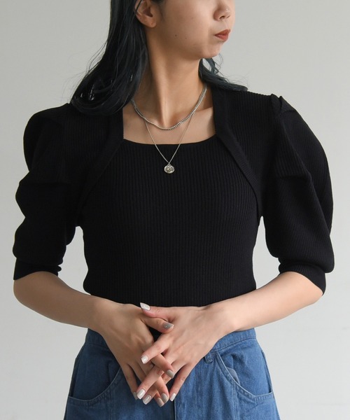 sango(sango)の「変形ニットプルオーバー(Tシャツ/カットソー・レディース・ブラック/パープル/オフホワイト/オレンジ・FREE)」の14枚目の写真