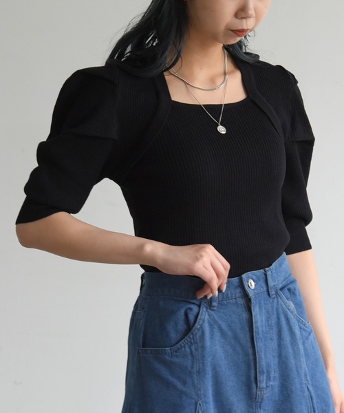 sango(sango)の「変形ニットプルオーバー(Tシャツ/カットソー・レディース・ブラック/パープル/オフホワイト/オレンジ・FREE)」の16枚目の写真