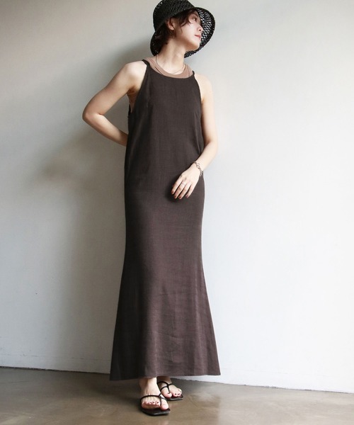 notch.（ノッチ）の「アメスリキャミワンピース（ワンピース・レディース・ダークグレー/ベージュ・M）」の2枚目の写真