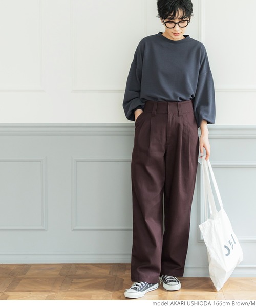 coca（coca）（コカ）の「ツータックツイルパンツ（デニムパンツ・レディース・ブラック/ブラウン・S/M/L）」の5枚目の写真