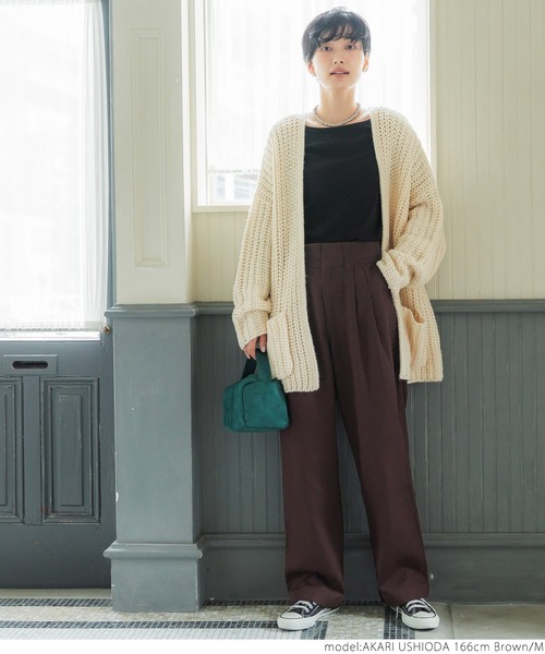 coca（coca）（コカ）の「ツータックツイルパンツ（デニムパンツ・レディース・ブラック/ブラウン・S/M/L）」の4枚目の写真