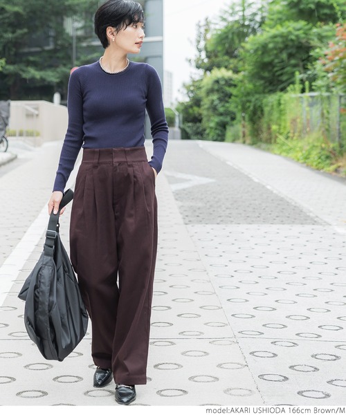 coca（coca）（コカ）の「ツータックツイルパンツ（デニムパンツ・レディース・ブラック/ブラウン・S/M/L）」の6枚目の写真