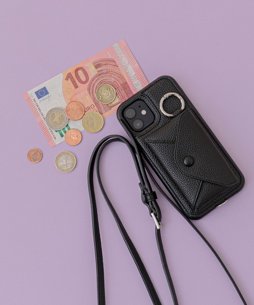 ensemble(皮革ブランド)（アンサンブル）の「斜めかけショルダーベルト付・ iPhoneケースポルテ3 【iPhone14 iPhone14Pro iPhone14plus iPhone13 iPhone13Pro iPhone13mini iPhone12 iPhone12Pro iPhone11 iPhone6/6s/7/8/SE2/SE3 対応】（スマホケース/カバー・レディース・ブラック/グレー/ライトグレー/ベージュ/カーキ/ブラウン/イエロー/ホワイト・A/B/C/E/F/D/H/I/G）」の12枚目の写真