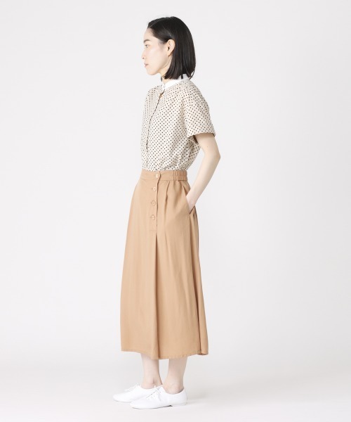 LA MARINE FRANCAISE（マリン フランセーズ）の「テンセルレーヨントラペーズスカート（スカート・レディース・ブラック/ベージュ/ネイビー・FREE）」の4枚目の写真