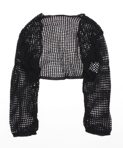 Jewelobe（ジュエローブ）の「透かし編みショートカーディガン（カーディガン/ボレロ・レディース・ブラック/オフホワイト・FREE）」の19枚目の写真