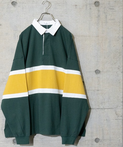 JOHN'S CLOSET(ジョンズクローゼット)の「【13】ビックシルエット ヘビーウェイト 切り替えラガーシャツ(ポロシャツ・メンズ・ブラック/ネイビー/グリーン・MEDIUM/LARGE)」の3枚目の写真