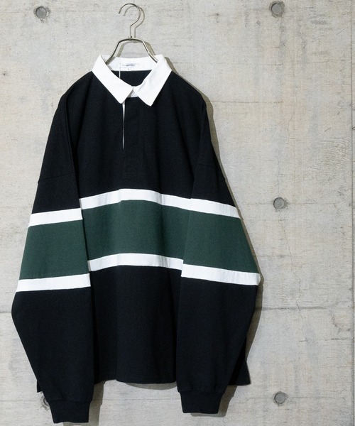 JOHN'S CLOSET(ジョンズクローゼット)の「【13】ビックシルエット ヘビーウェイト 切り替えラガーシャツ(ポロシャツ・メンズ・ブラック/ネイビー/グリーン・MEDIUM/LARGE)」の2枚目の写真