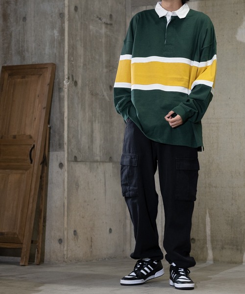 JOHN'S CLOSET(ジョンズクローゼット)の「【13】ビックシルエット ヘビーウェイト 切り替えラガーシャツ(ポロシャツ・メンズ・ブラック/ネイビー/グリーン・MEDIUM/LARGE)」の11枚目の写真
