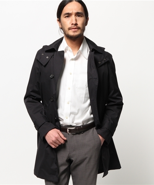 417 EDIFICE（フォーワンセブンエディフィス）の「◇WIND DEFENDER / ウィンドディフェンダー :  オフセットステンカラーコート（ステンカラーコート・メンズ・チャコールグレー/ベージュ/カーキ/ネイビー・SMALL/LARGE/MEDIUM/X-LARGE）」の4枚目の写真