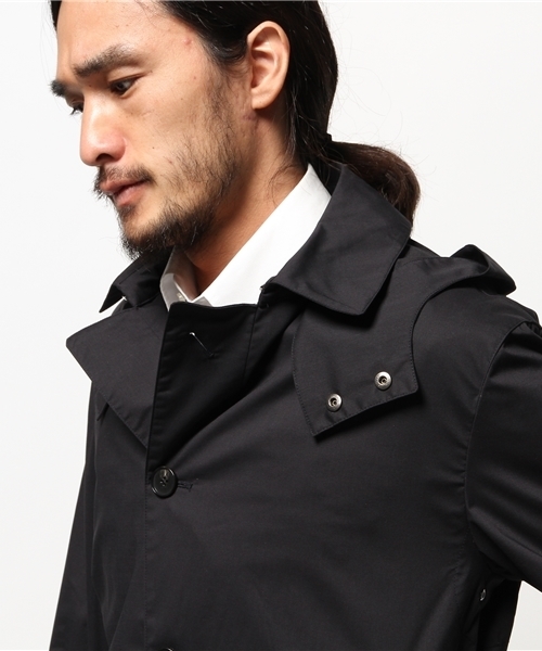 417 EDIFICE（フォーワンセブンエディフィス）の「◇WIND DEFENDER / ウィンドディフェンダー :  オフセットステンカラーコート（ステンカラーコート・メンズ・チャコールグレー/ベージュ/カーキ/ネイビー・SMALL/LARGE/MEDIUM/X-LARGE）」の9枚目の写真