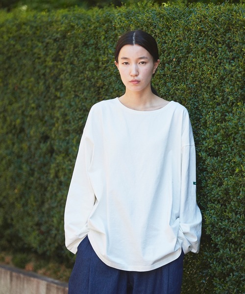 FIDELITY（フィデリティ）の「N/C BASQUE SHIRT WIDE / ワイドシルエット バスクシャツ ロンT（Tシャツ/カットソー・メンズ・オフホワイト/ネイビー/チャコール/ダークグリーン/マスタード・MEDIUM/SMALL/LARGE）」の6枚目の写真