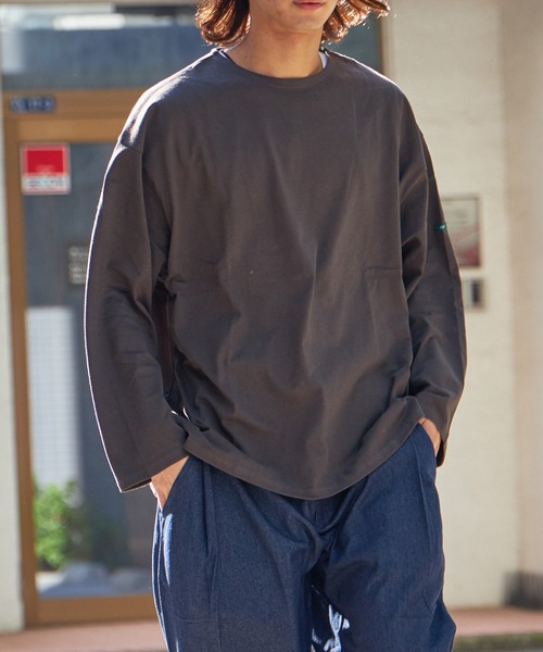 FIDELITY（フィデリティ）の「N/C BASQUE SHIRT WIDE / ワイドシルエット バスクシャツ ロンT（Tシャツ/カットソー・メンズ・オフホワイト/ネイビー/チャコール/ダークグリーン/マスタード・MEDIUM/SMALL/LARGE）」の14枚目の写真