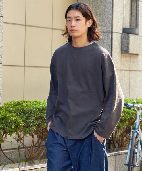 FIDELITY（フィデリティ）の「N/C BASQUE SHIRT WIDE / ワイドシルエット バスクシャツ ロンT（Tシャツ/カットソー・メンズ・オフホワイト/ネイビー/チャコール/ダークグリーン/マスタード・MEDIUM/SMALL/LARGE）」の15枚目の写真