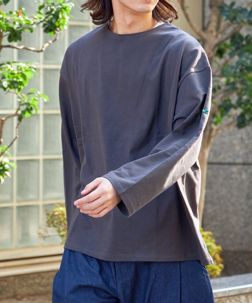 FIDELITY（フィデリティ）の「N/C BASQUE SHIRT WIDE / ワイドシルエット バスクシャツ ロンT（Tシャツ/カットソー・メンズ・オフホワイト/ネイビー/チャコール/ダークグリーン/マスタード・MEDIUM/SMALL/LARGE）」の16枚目の写真