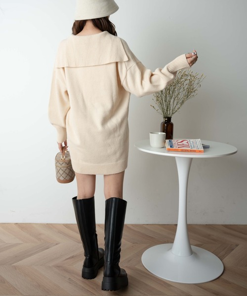 WEGO（ウィゴー）の「WEGO/セーラーカラーニットワンピース