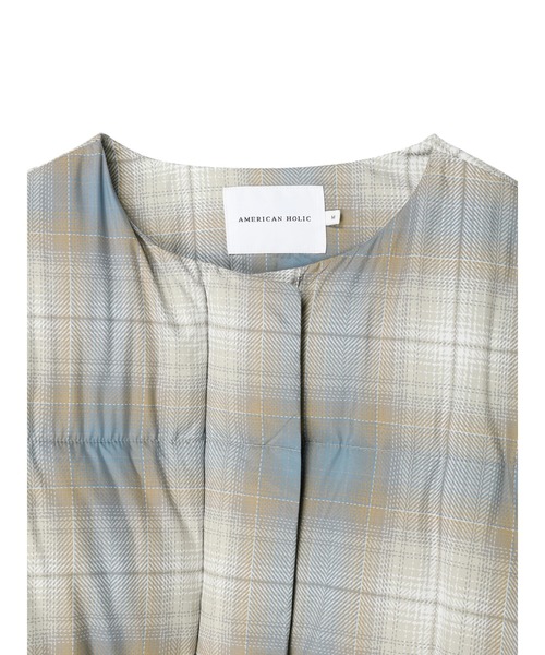 AMERICAN HOLIC（アメリカンホリック）の「あったかマフラー付き中綿コート（ダウンジャケット/コート・レディース・ライトグレー/ブラック/サックスブルー/チェック・M/L）」の12枚目の写真