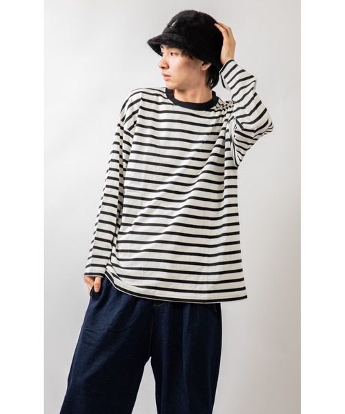 Beno（ビーノ）の「モノトーンボーダー アソート ルーズシルエット ロンTEE（Tシャツ/カットソー・メンズ・ブラック系その他/ブラック系その他3/ブラック系その他2・M/L）」の14枚目の写真