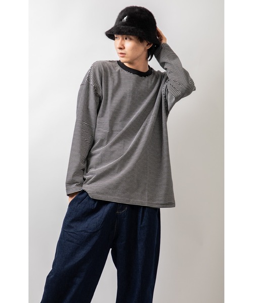 Beno（ビーノ）の「モノトーンボーダー アソート ルーズシルエット ロンTEE（Tシャツ/カットソー・メンズ・ブラック系その他/ブラック系その他3/ブラック系その他2・M/L）」の12枚目の写真