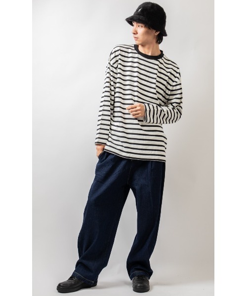 Beno（ビーノ）の「モノトーンボーダー アソート ルーズシルエット ロンTEE（Tシャツ/カットソー・メンズ・ブラック系その他/ブラック系その他3/ブラック系その他2・M/L）」の15枚目の写真