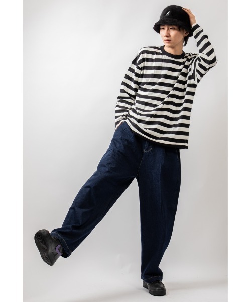 Beno（ビーノ）の「モノトーンボーダー アソート ルーズシルエット ロンTEE（Tシャツ/カットソー・メンズ・ブラック系その他/ブラック系その他3/ブラック系その他2・M/L）」の19枚目の写真
