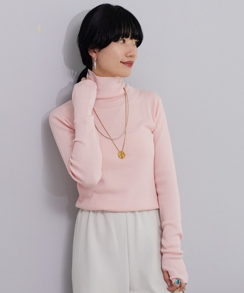 SHENERY(シーナリー)の「ハイネックリブニットプルオーバー(ニット/セーター・レディース・チャコールグレー/ライトグレー/ブラック/ピンク/ブルー・FREE)」の5枚目の写真