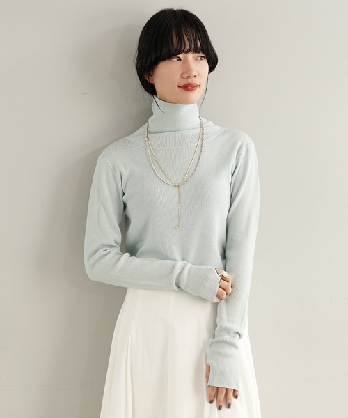 SHENERY(シーナリー)の「ハイネックリブニットプルオーバー(ニット/セーター・レディース・チャコールグレー/ライトグレー/ブラック/ピンク/ブルー・FREE)」の4枚目の写真