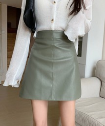 PUハイウエストAラインミニスカート